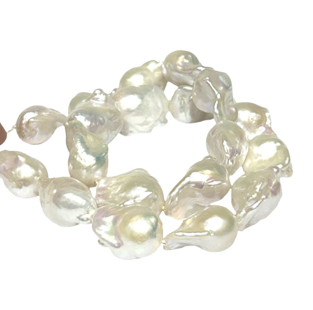 Huge 13.7 - 22.6mm 19 pcs White Pinkish Keshi Pearl 16" Strand Necklace