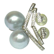 Stunning 8.5 × 9mm Silver White Indonesia South Sea Pearl Earrings