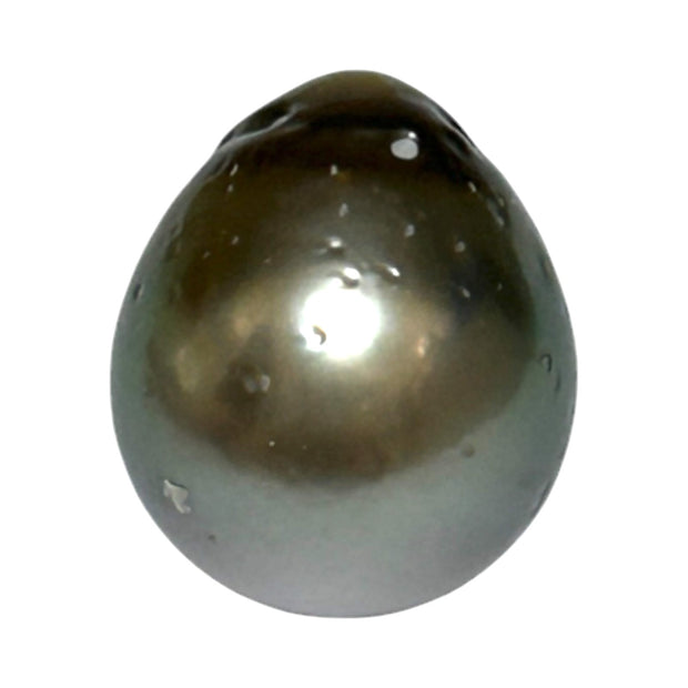 Glorious 21.8 Carat 13.8 x 16.3mm Tahitian Sea Peacock Gray Green Pearl