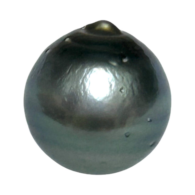Round 15mm 24.8 Carat Tahitian Sea Natural Gray Blue Pearl Un-Drilled