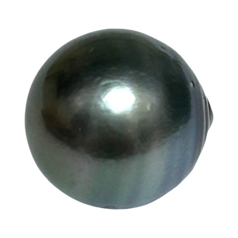 Round 15mm 24.8 Carat Tahitian Sea Natural Gray Blue Pearl Un-Drilled