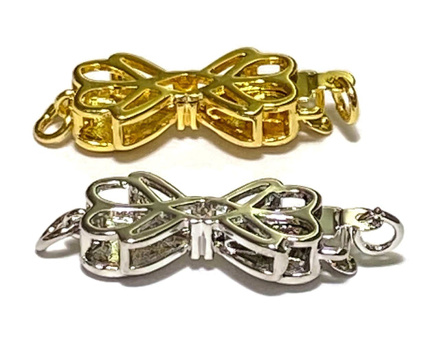 Solid 925 Sterling Silver Y & W Gold 18K GP Finding Clasp 10 x 20mm
