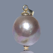 Huge Baroque 13.6 x 15mm Keshi Silver Purple Pink Cultured Pearl Pendant