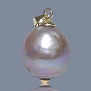Huge Baroque 13.6 x 15mm Keshi Silver Purple Pink Cultured Pearl Pendant