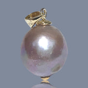 Huge Baroque 13.6 x 15mm Keshi Silver Purple Pink Cultured Pearl Pendant
