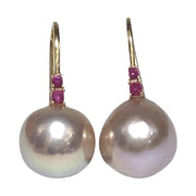 Legitimate 11 - 11.3mm Peach Pink Edison Cultured Pearl Dangle Earrings