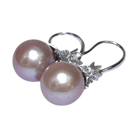 Elegant 11 - 11.5mm Purple Lavender Pink Edison Pearl Dangle Earrings
