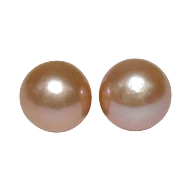 Huge 2 pcs 25.5 Carat 12.4mm Peach Pink Round Edison Pearl Loose