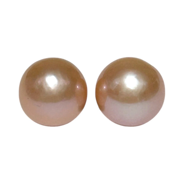 Huge 2 pcs 25.5 Carat 12.4mm Peach Pink Round Edison Pearl Loose