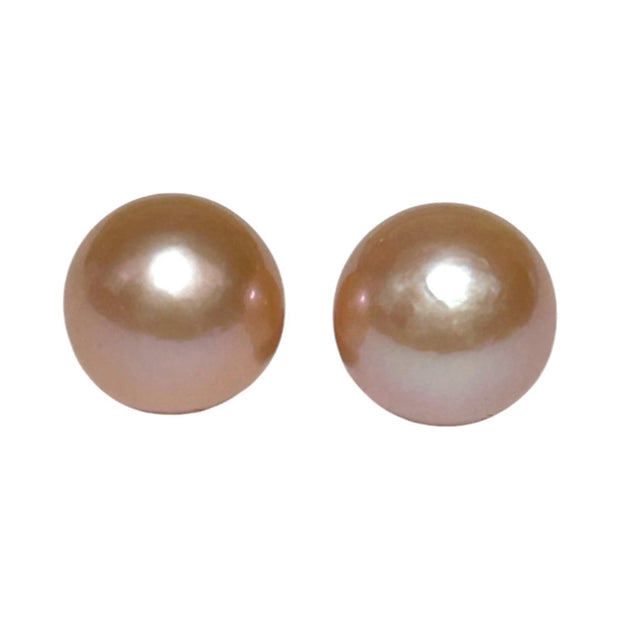 Huge 2 pcs 25.5 Carat 12.4mm Peach Pink Round Edison Pearl Loose