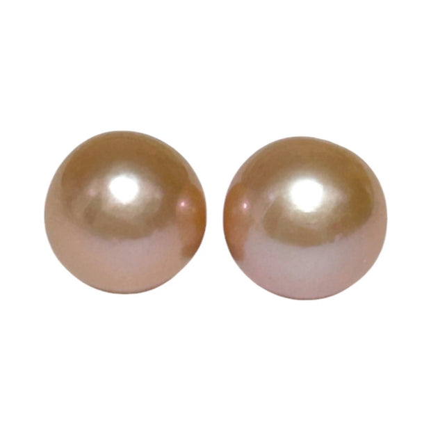 Huge 2 pcs 25.5 Carat 12.4mm Peach Pink Round Edison Pearl Loose