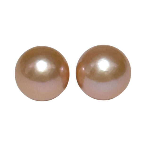 Huge 2 pcs 25.5 Carat 12.4mm Peach Pink Round Edison Pearl Loose