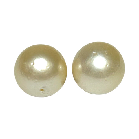 A Pair 27.4 Carat 12.2mm Round Pale Gold Australian South Sea Pearls