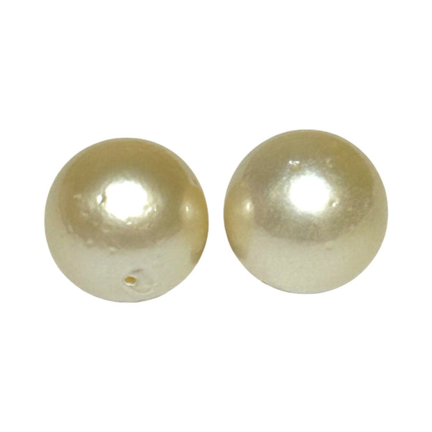 A Pair 27.4 Carat 12.2mm Round Pale Gold Australian South Sea Pearls
