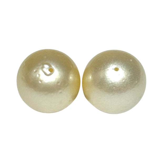 A Pair 27.4 Carat 12.2mm Round Pale Gold Australian South Sea Pearls