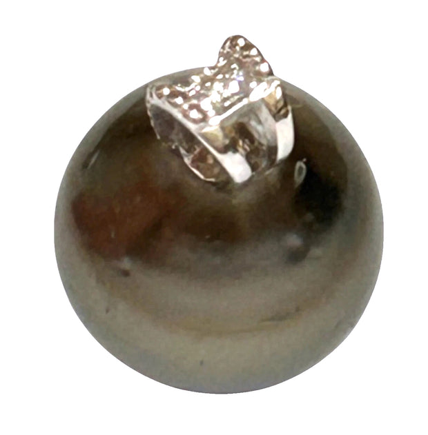 Oval 12.1 x 12.3mm Tahitian Sea Peacock Black Green Pearl Pendant