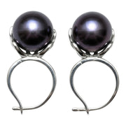 Delicate 10 - 10.5mm Edison Purple Black Pinkish Pearl Clip-On Earrings