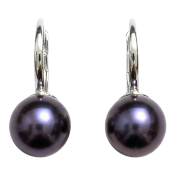 Delicate 10 - 10.5mm Edison Purple Black Pinkish Pearl Clip-On Earrings