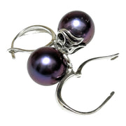 Delicate 10 - 10.5mm Edison Purple Black Pinkish Pearl Clip-On Earrings