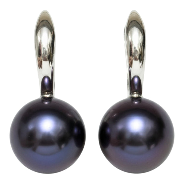Delicate 10 - 10.5mm Edison Purple Black Pinkish Pearl Clip-On Earrings