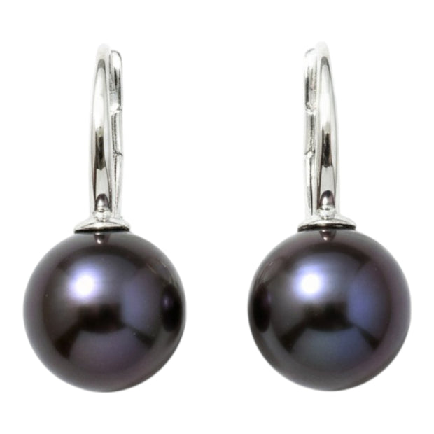 Delicate 10 - 10.5mm Edison Purple Black Pinkish Pearl Clip-On Earrings