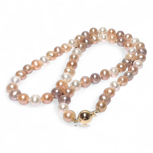 Fabulous Multi Colors 7 - 7.5mm Edison Round Pearl 18" Necklace