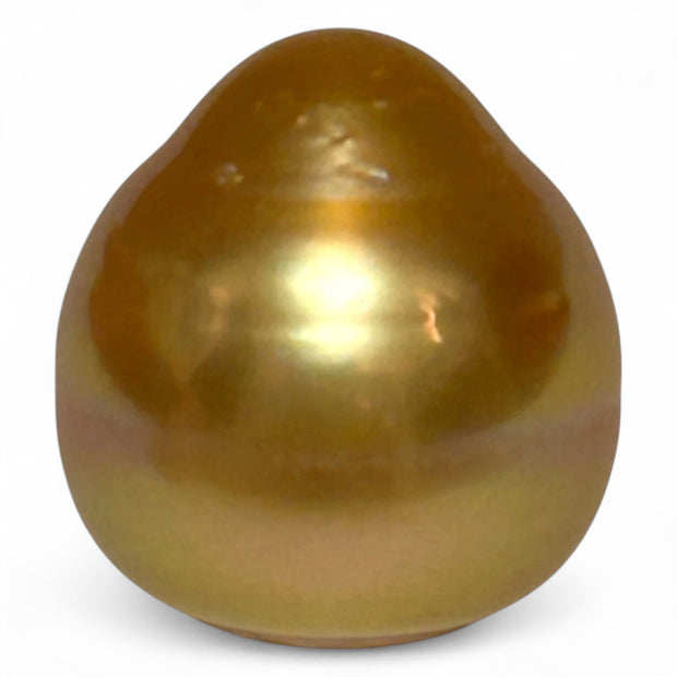 Large 14.9 x 16.1mm 24.4 Carat Deep Golden South Sea Pearl Loose