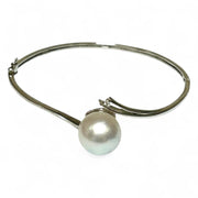 Gorgeous 12.4mm South Sea White Silver Round Pearl 7 - 7.5" Bangle