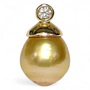 Exquisite 11.2 x 13.5mm Deep Golden Philippines Sea Pearl Pendant