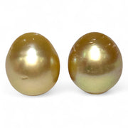 A Pair 12.8 x 14.7mm 33.8 Carat Rich Gold Philippines South Sea Pearls