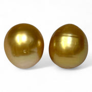 A Pair 11.3 x 12.5mm Deep Gold Philippines South Sea Looses Pearl