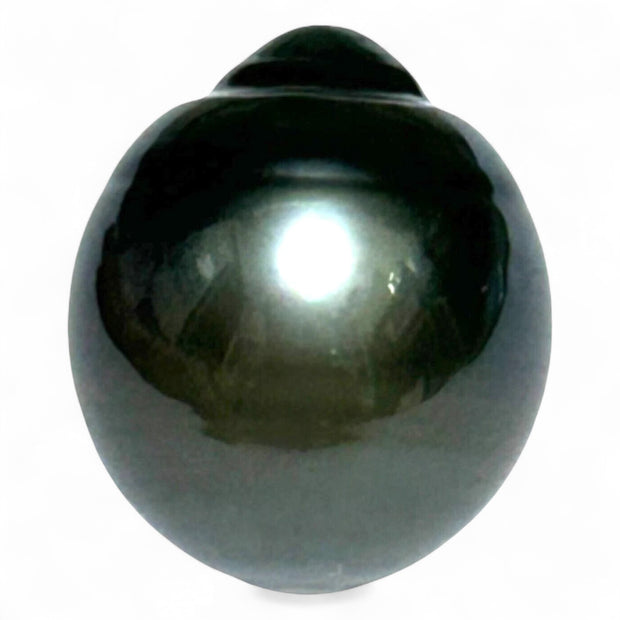 Oval 21.8 Carats 14 x 16.2mm Tahitian South Sea Peacock Black Pearl