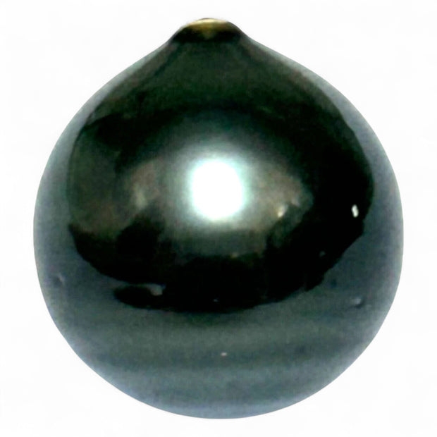 Huge 13.3 x 14.2mm, 17.2 Cts Tahitian Sea Peacock Black Oval Loose Pearl