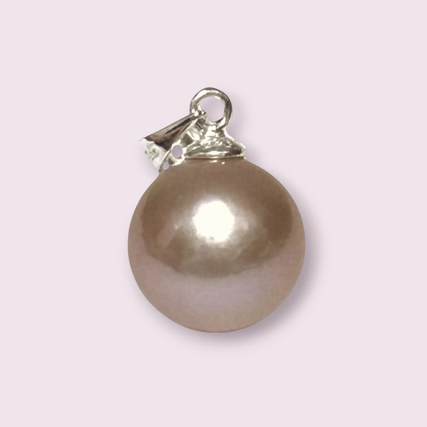 Classy 11 - 11.5mm Edison Peach Pink Round Cultured Pearl Pendant