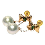 Butterfly Round 10.5 - 11mm Edison Silver White Pearl Dangle Earrings