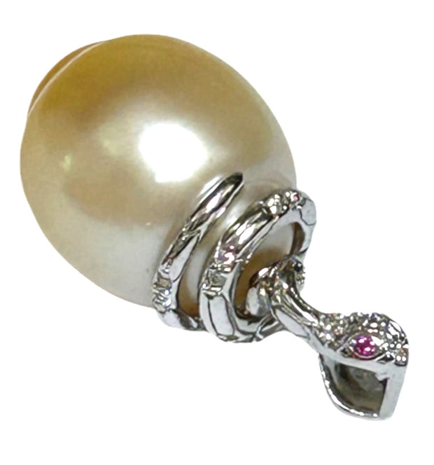 Snake Design 12.6 x 15mm Gold Baroque South Sea Pearl Pendant
