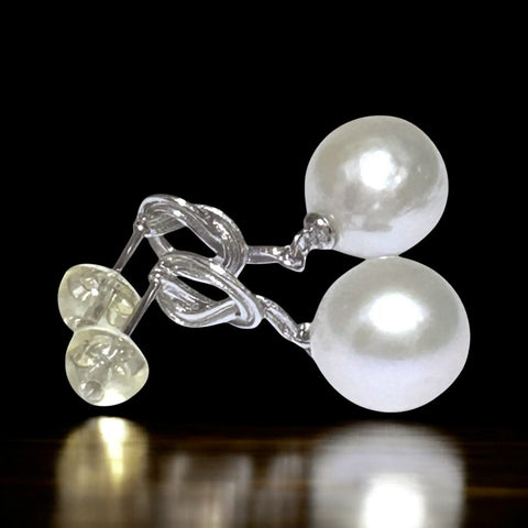 Natural White 10x10.4mm Edison Oval Round Pearl Dangle Earrings – Elegant and Classic Jewelry