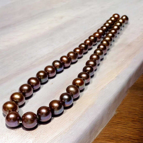 Round 10 - 11mm Multi Purple Brown Rainbow Edison Pearl 16" Strand