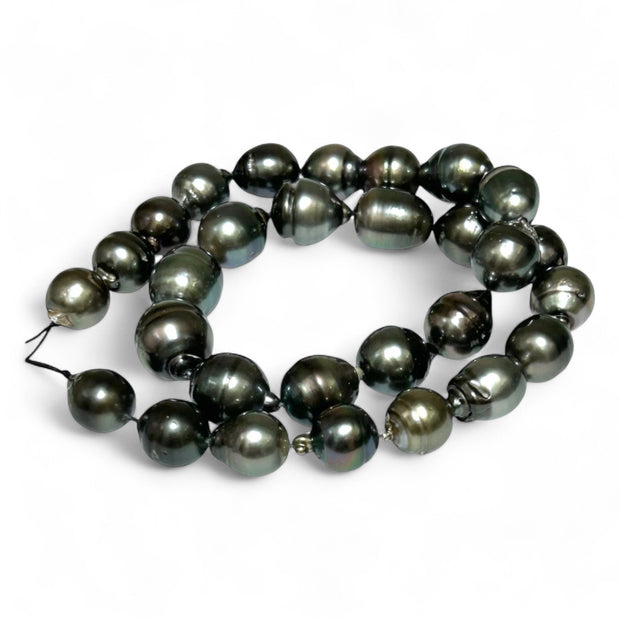 Baroque 11 - 18mm Peacock Gray Green Tahitian Sea Pearl 16" Strand