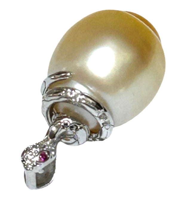Snake Design 12.6 x 15mm Gold Baroque South Sea Pearl Pendant