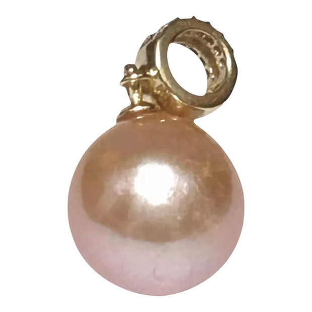 Pendant: Handmade 11mm Peach Rose Pink Pearl Jewelry