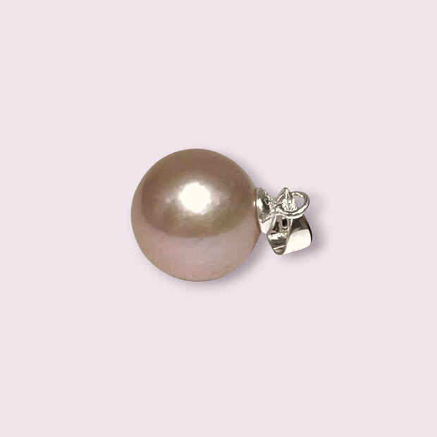 Classy 11 - 11.5mm Edison Peach Pink Round Cultured Pearl Pendant