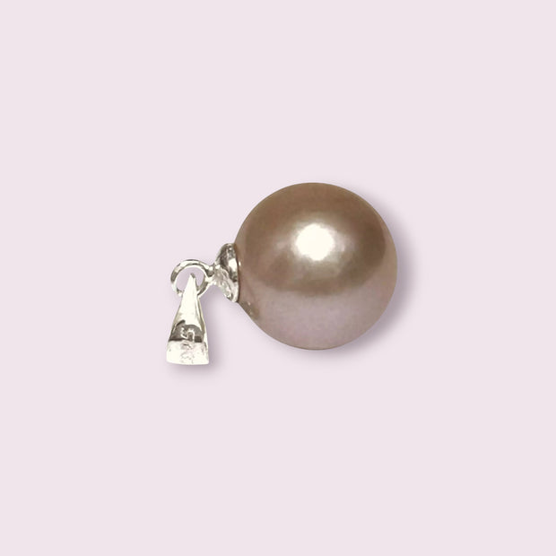 Classy 11 - 11.5mm Edison Peach Pink Round Cultured Pearl Pendant