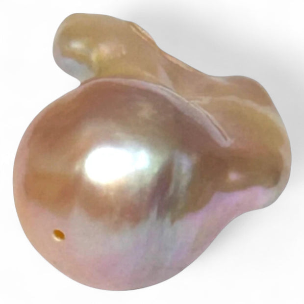 Radiant Giant 17.5 x 13.7 x 23mm Keshi Baroque Pearl – Purple Peach