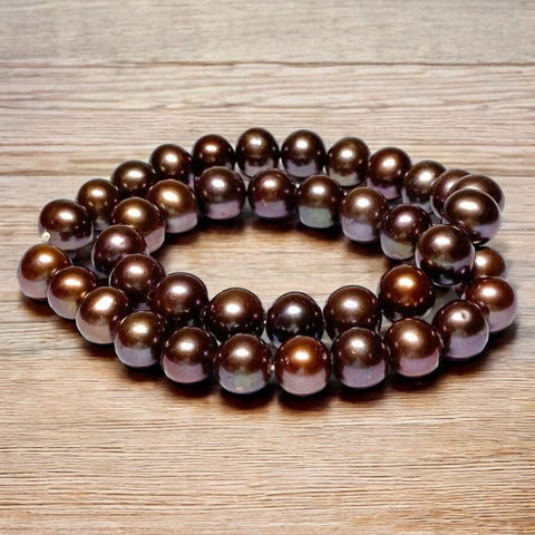 Round 10 - 11mm Multi Purple Brown Rainbow Edison Pearl 16" Strand