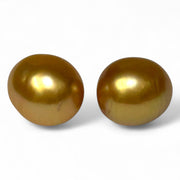 A Pair 11.3 x 12.5mm Deep Gold Philippines South Sea Looses Pearl