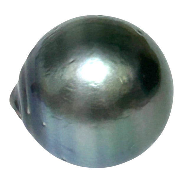 Round 15mm 24.8 Carat Tahitian Sea Natural Gray Blue Pearl Un-Drilled