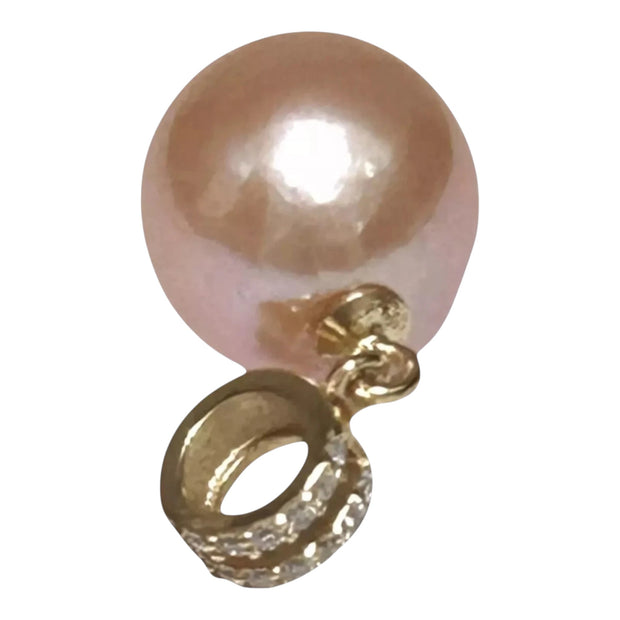 Pendant: Handmade 11mm Peach Rose Pink Pearl Jewelry