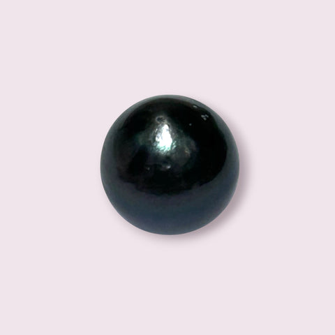 Huge Oval Round 14.6 x 15.4mm Peacock Black Tahitian Sea Pearl Loose