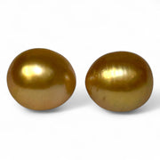 A Pair 11.3 x 12.5mm Deep Gold Philippines South Sea Looses Pearl